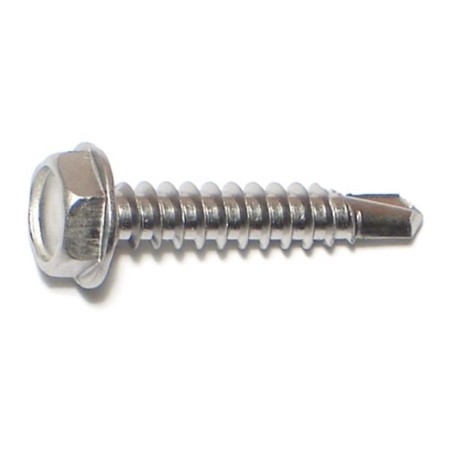 Midwest Fastener Self-Drilling Screw, #10 x 1 in, Zinc Plated Stainless Steel Hex Head Hex Drive, 100 PK 09849